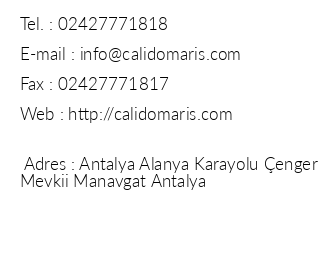 Calido Maris Hotel iletiim bilgileri